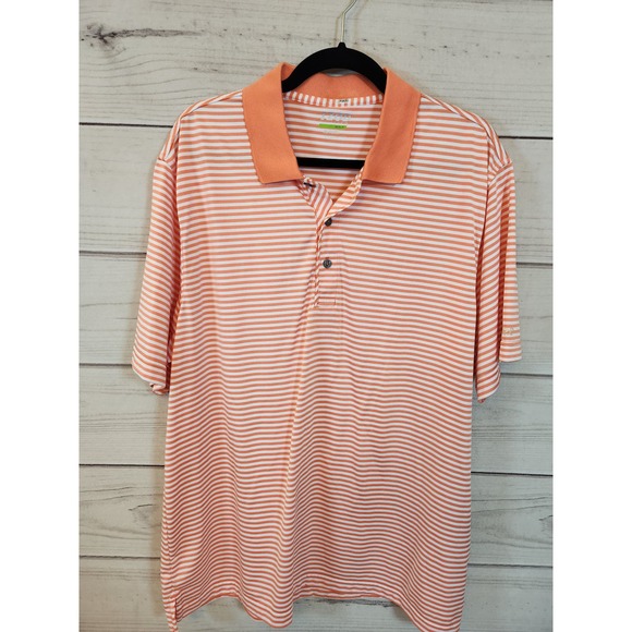 Izod‎ Perform X Golf Men's White Orange Striped Short Sleeve Polo Shirt Size XL - Picture 1 of 5
